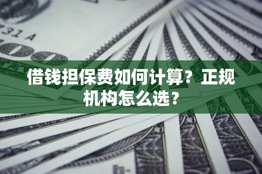 武汉借钱担保费如何计算？正规机构怎么选？