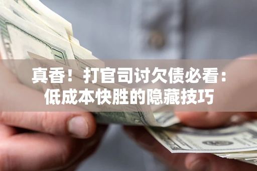 武汉真香！打官司讨欠债必看：低成本快胜的隐藏技巧